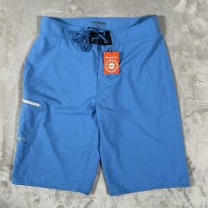 New Simms Fishing Tumunu Board Shorts 11" Mens Size 30 Blue Cargo UPF 50+ NWT